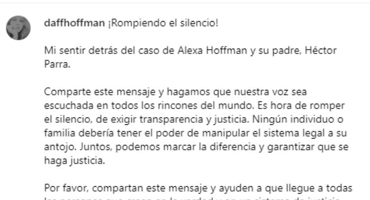 Héctor Parra: Ginny Hoffman habría manipulado a Alexa Hoffman, confirma su sobrina